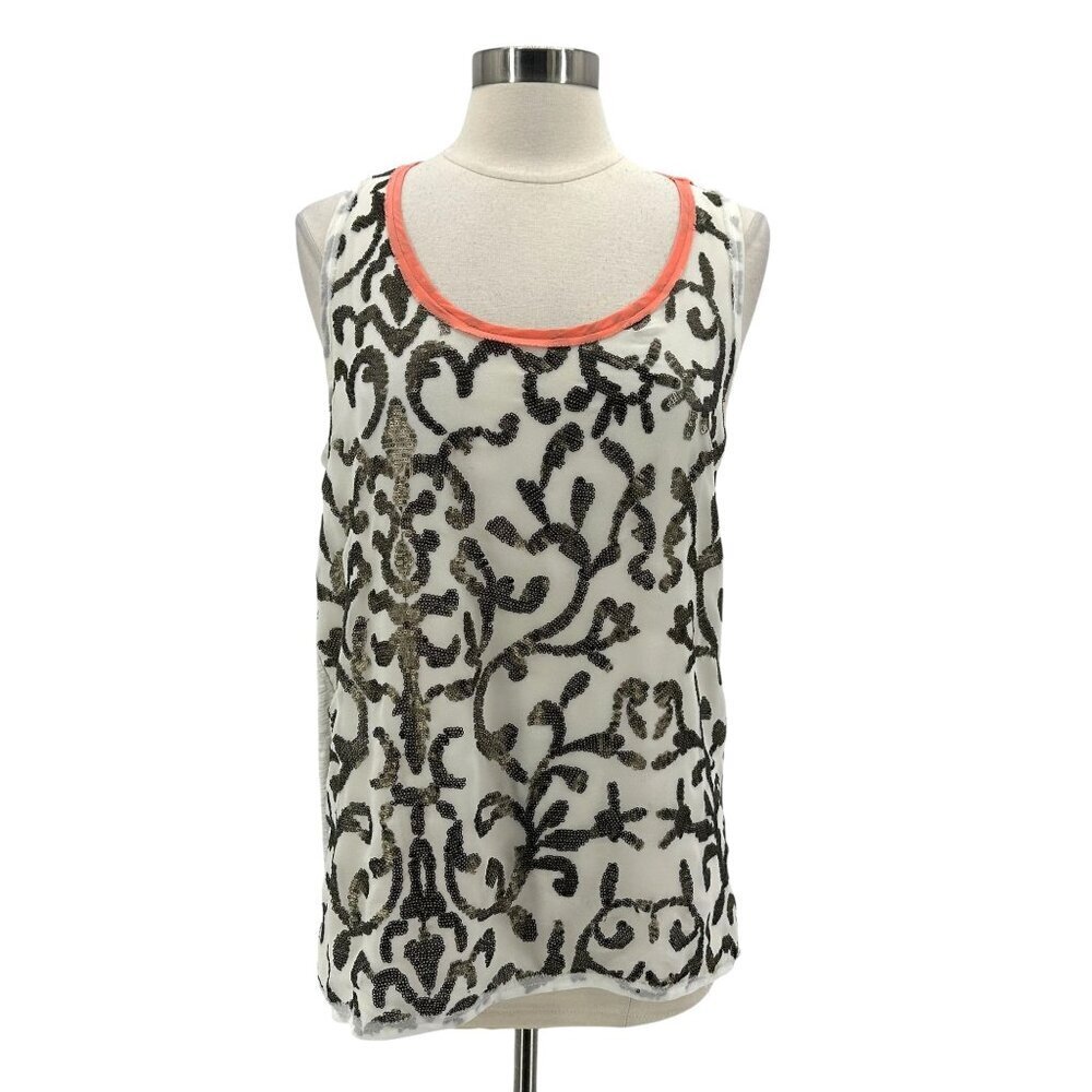 Dolan T-Shirt Sequin White Heather Gray Tank Top Womens Medium